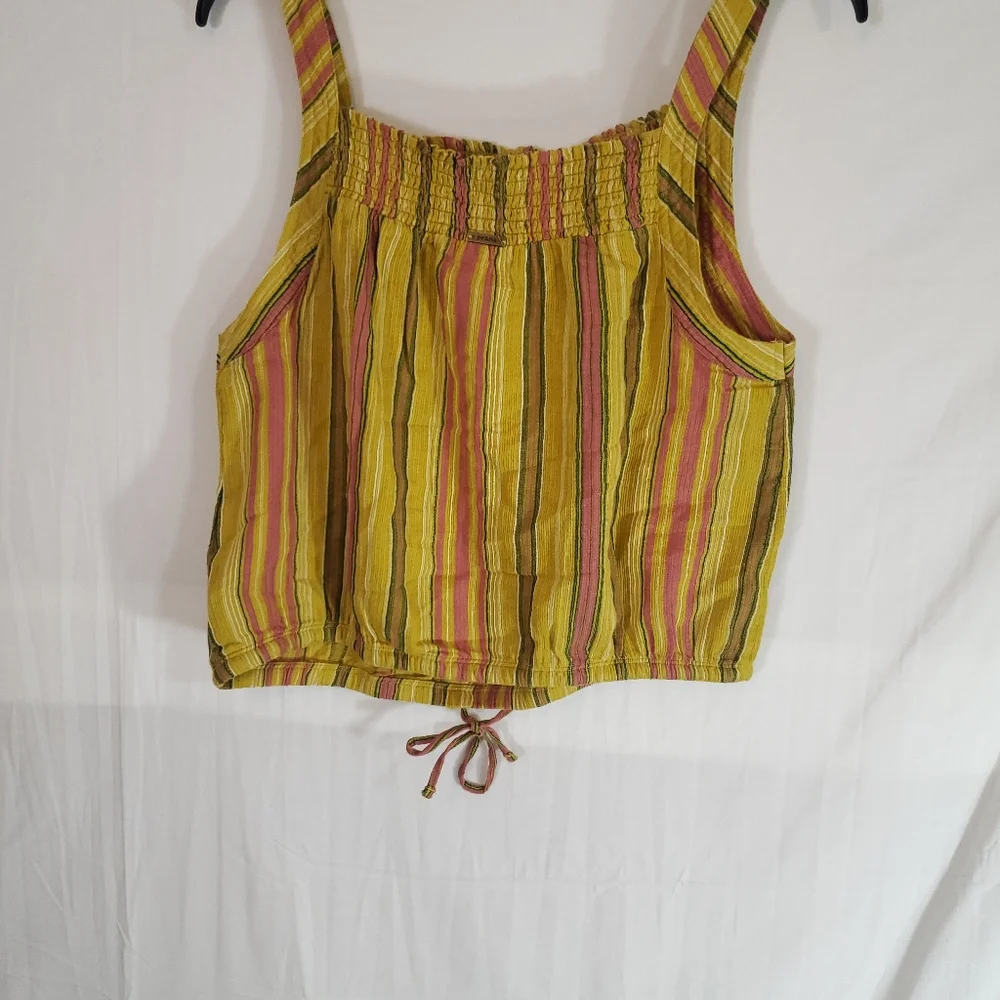 Prana Women's Large Little Palm Cami Smocked Tie Hem Tank Top Leapfrog New Tags. - Picture 6 of 7